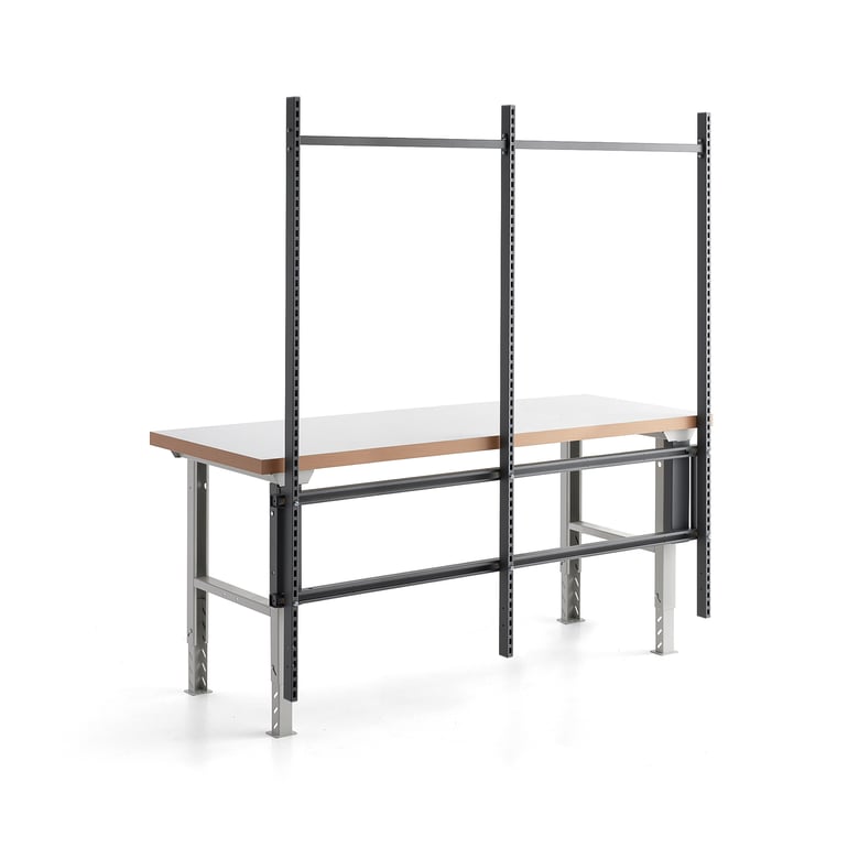 Levně Zadním rám k pracovnímu stolu ROBUST a SOLID, 2000 mm, 3 sloupky, tmavě šedý