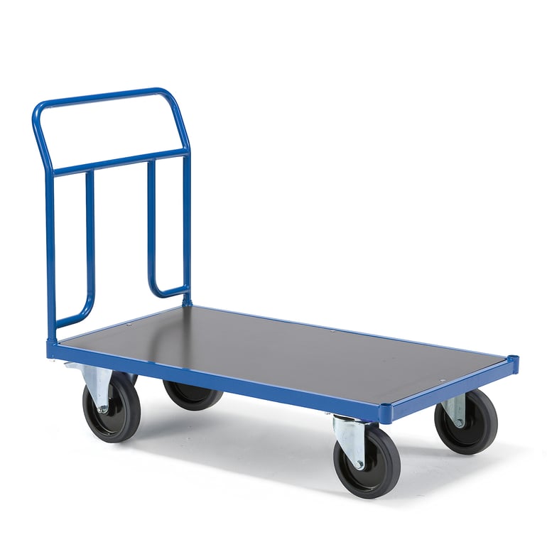 Levně Plošinový vozík TRANSFER, 1 čelní trubkový rám, 1200x800 mm, 1000 kg, elastická gumová kola, s brzda