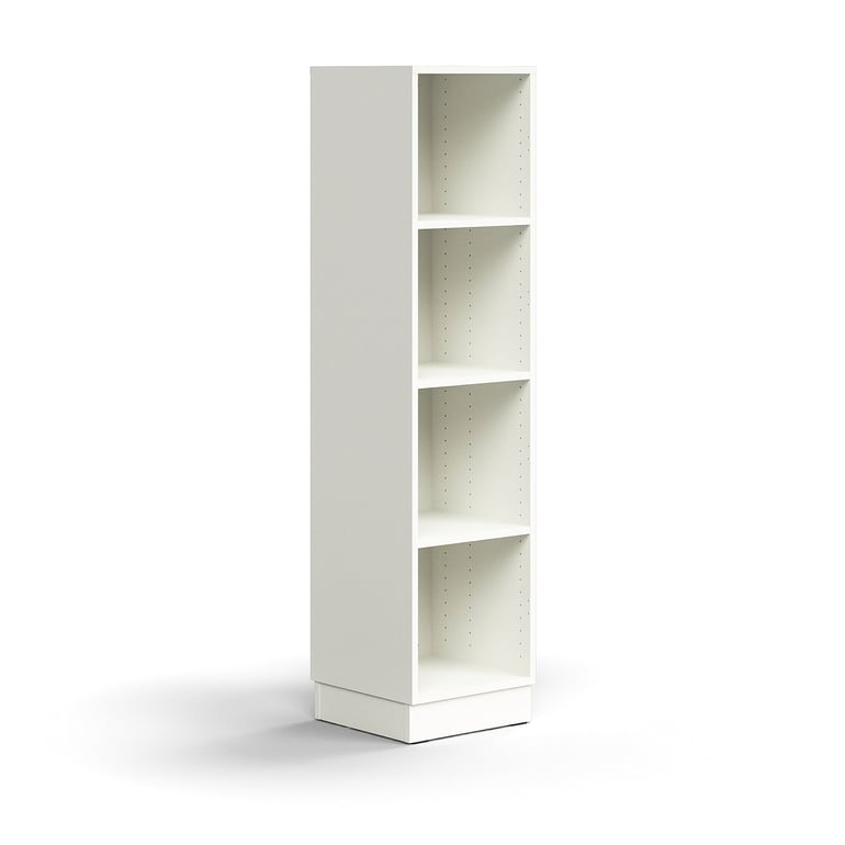 Knižnica QBUS, 3 police, so soklom, 1636x400x400 mm, biela
