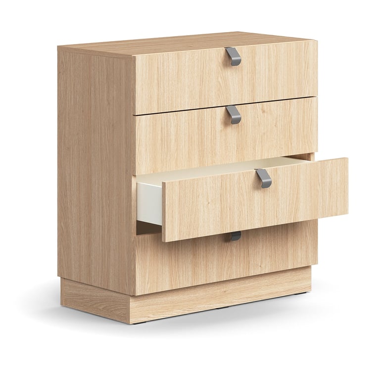 Zásuvkový kontajner QBUS, so soklom, s úchytkou, 868x800x400 mm, dub