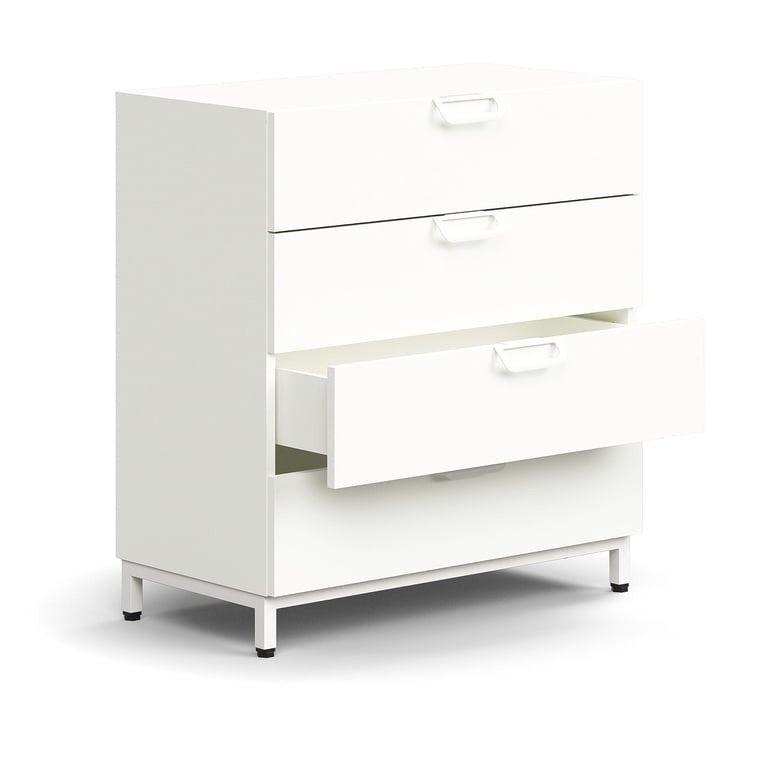 Drawer unit QBUS, leg frame, open handles, 868x800x420 mm, white | AJ ...