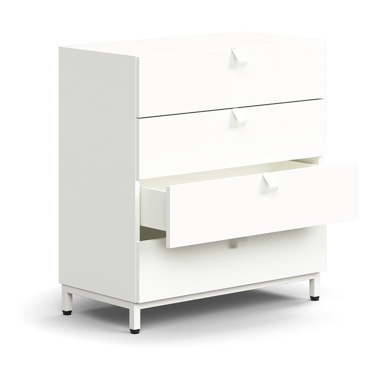 Levně Skříňka se zásuvkami QBUS, 4 zásuvky, nohy, úchytky, 868x800x400 mm, bílá