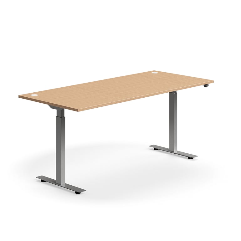 Levně Výškově nastavitelný stůl FLEXUS, 1800x800 mm, stříbrná podnož, buk