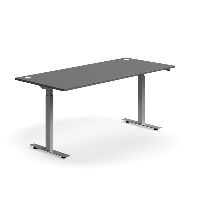 Výškovo nastaviteľný stôl FLEXUS, rovný, 1800x800 mm, strieborný rám, šedá