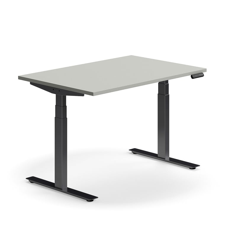 Levně Výškově nastavitelný stůl QBUS, 1200x800 mm, černá podnož, světle šedá