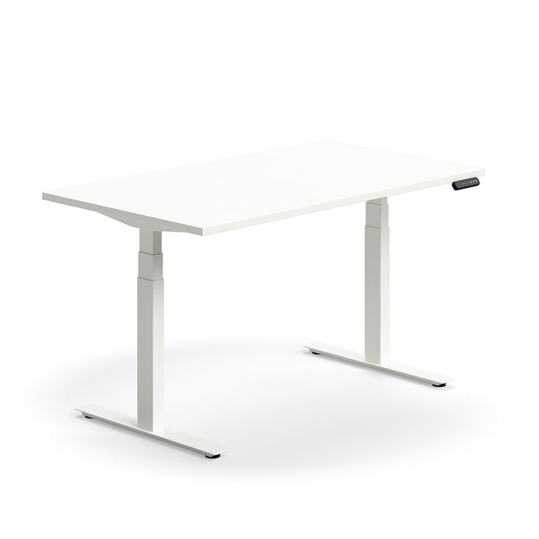 Levně Výškově nastavitelný stůl QBUS, 1400x800 mm, bílá podnož, bílá