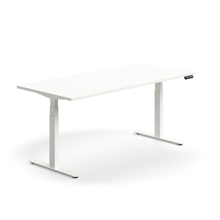 Výškovo nastaviteľný stôl QBUS, rovný, 1800x800 mm, biely rám, biela