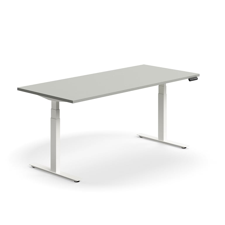 Levně Výškově nastavitelný stůl QBUS, 1800x800 mm, bílá podnož, světle šedá