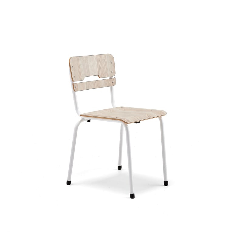 Školská stolička SCIENTIA, široké sedadlo, V 460 mm, biela/jaseň