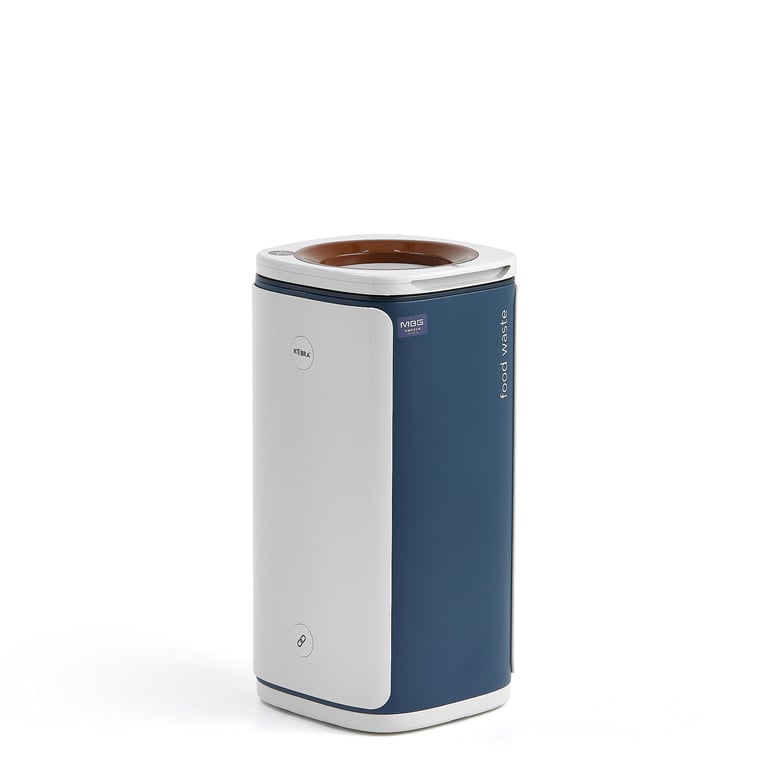 Levně Koš na tříděný odpad NORTON, gastroodpad, 60 l, šedá/modrá, hnědé víko