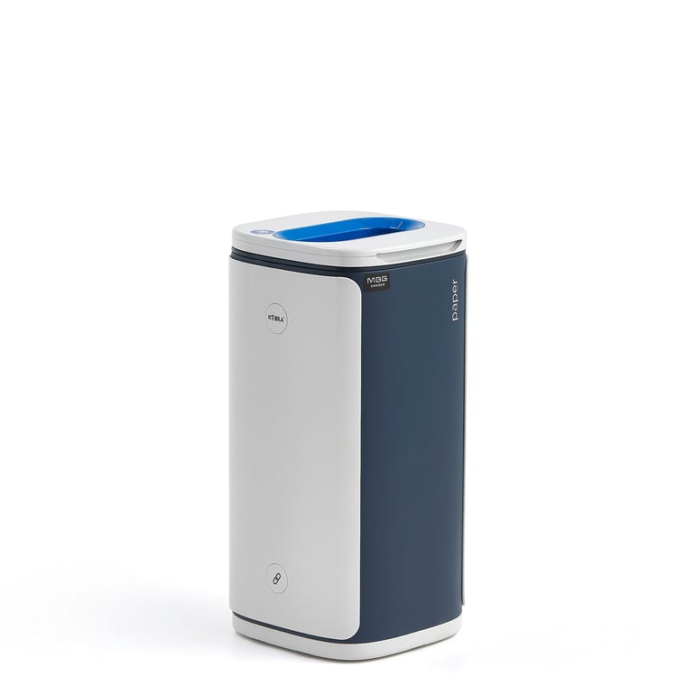 Levně Koš na tříděný odpad NORTON, papír, 60 l, šedá/modrá, modré víko