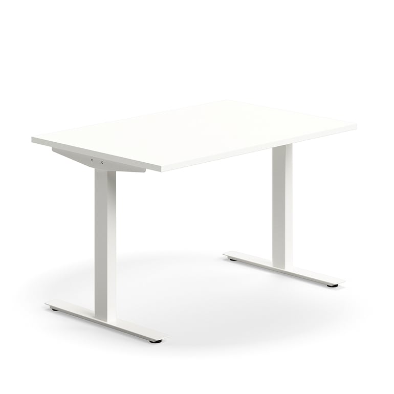 Levně Psací stůl QBUS, T-nohy, 1200x800 mm, bílá podnož, bílá