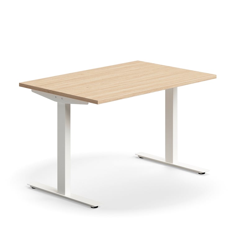 Levně Psací stůl QBUS, T-nohy, 1200x800 mm, bílá podnož, dub