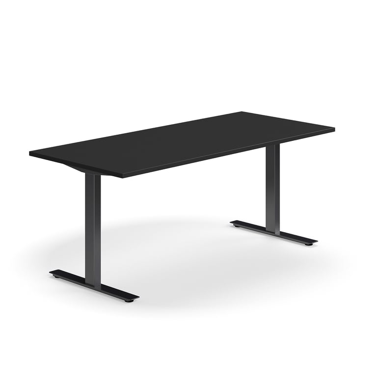 Levně Psací stůl QBUS, T-nohy, 1800x800 mm, černá podnož, černá
