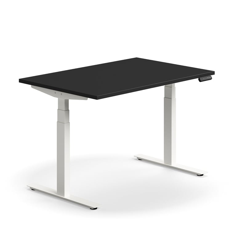Výškovo nastaviteľný stôl QBUS, rovný, 1200x800 mm, biely rám, čierna