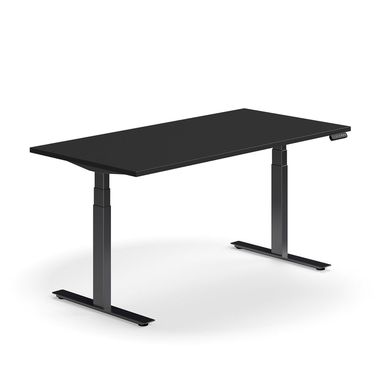 Levně Výškově nastavitelný stůl QBUS, 1600x800 mm, černá podnož, černá