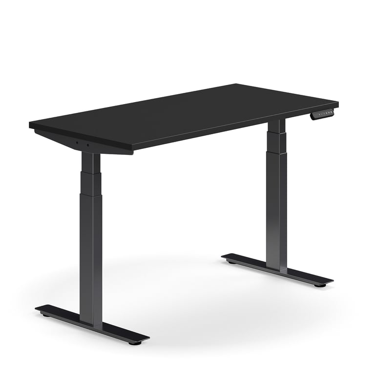Levně Výškově nastavitelný stůl QBUS, 1200x600 mm, černá podnož, černá