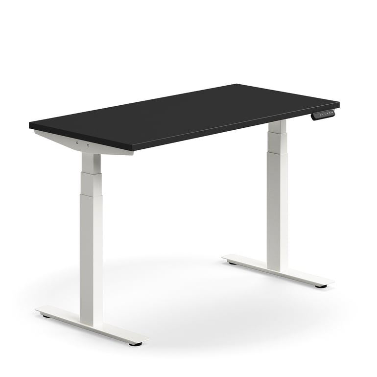 Levně Výškově nastavitelný stůl QBUS, 1200x600 mm, bílá podnož, černá