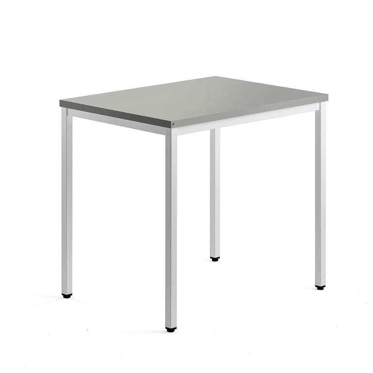 Bočný stolík QBUS, 4 nohy, 800x600 mm, biely rám, svetlošedá