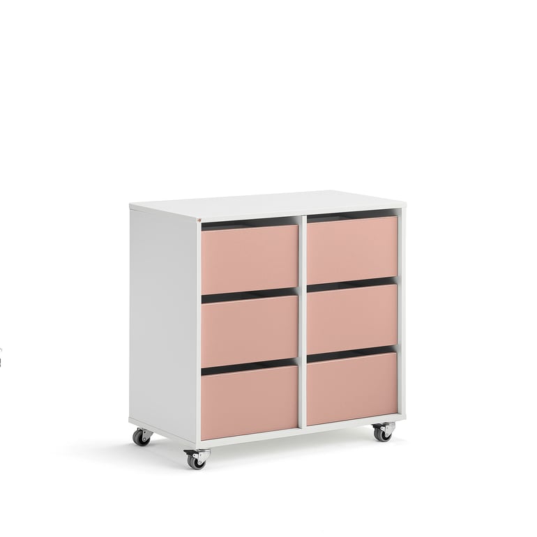 Levně Skříňka CASPER, 6 zásuvek, bílá, tmavě růžová