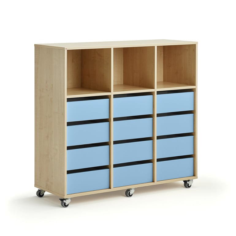 Student Storage Packages Student storage CASPER, 12 drawers, 3 upper compartments, birch, sky ...
