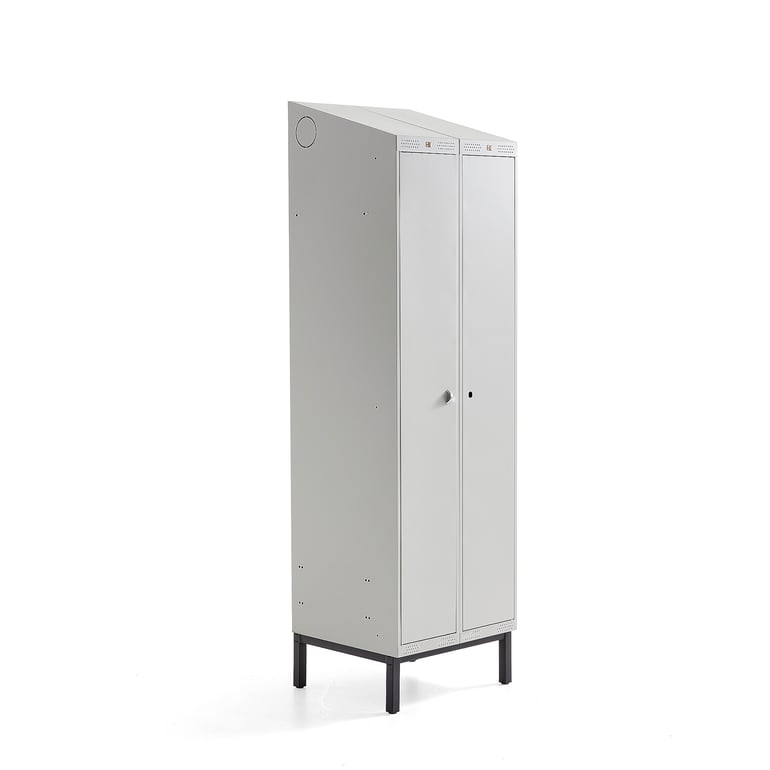 Levně Šatní skříňka CLASSIC COMBO, 1 sekce, 2 boxy, 2100x600x550 mm, nohy, šedé dveře