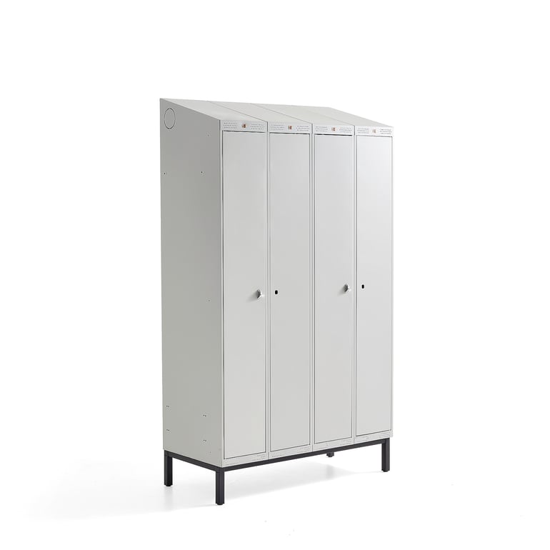 Levně Šatní skříňka CLASSIC COMBO, 2 sekce, 4 boxy, 2100x1200x550 mm, nohy, šedé dveře