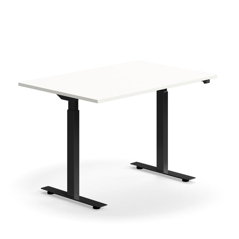 Levně Výškově nastavitelný stůl QBUS, 1200x800 mm, černý rám, bílá