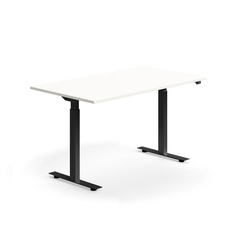 Levně Výškově nastavitelný stůl QBUS, 1400x800 mm, černý rám, bílá