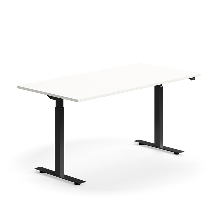 Levně Výškově nastavitelný stůl QBUS, 1600x800 mm, černý rám, bílá