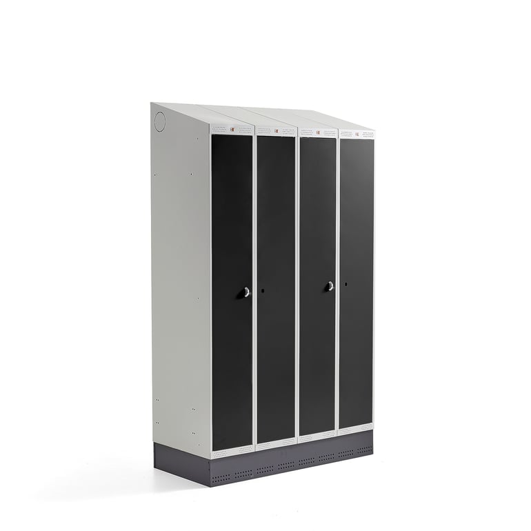 Levně Šatní skříňka CLASSIC COMBO, 2 sekce, 4 boxy, 2050x1200x550 mm, sokl, černé dveře
