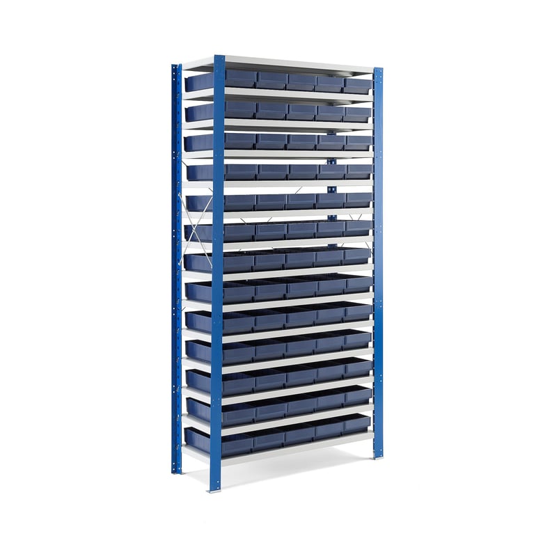 Small parts shelving DETAIL + MIX, incl. 65 bins, 2100x1065x500 mm ...