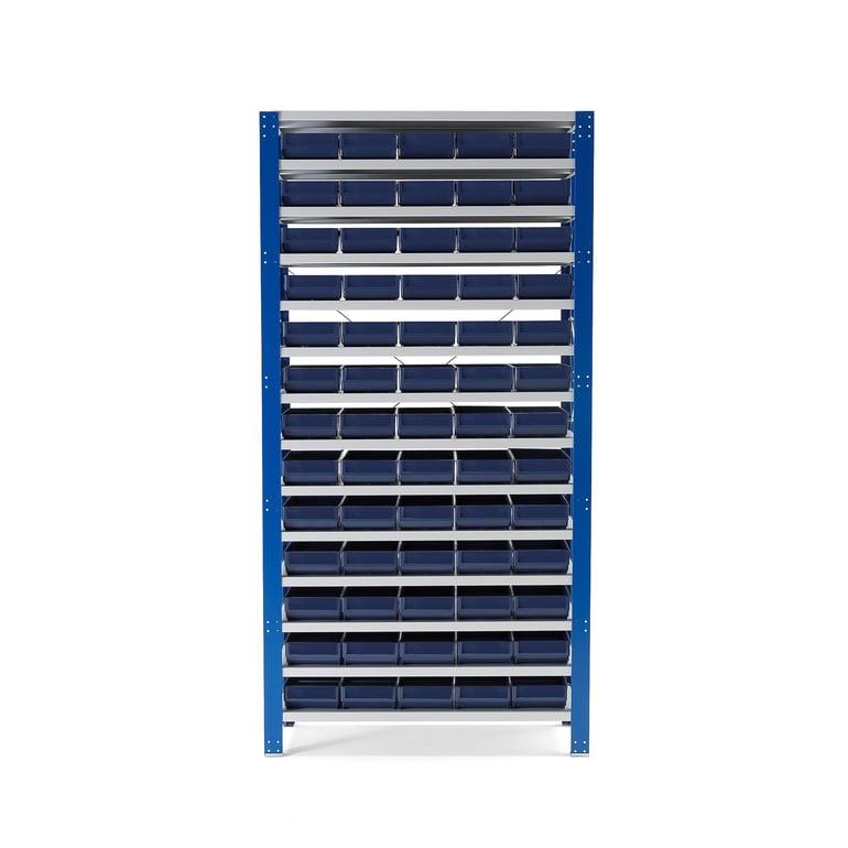 Small parts shelving DETAIL + MIX, incl. 65 bins, 2100x1065x400 mm ...