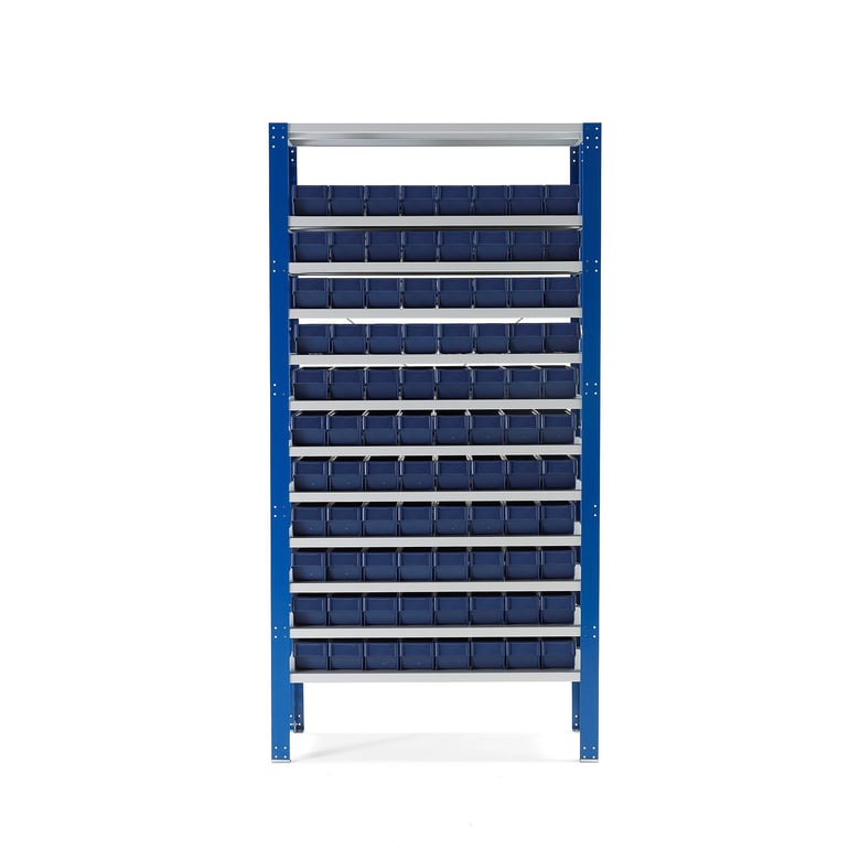 Small parts shelving DETAIL + MIX, incl. 88 bins, 2100x1000x500 mm ...