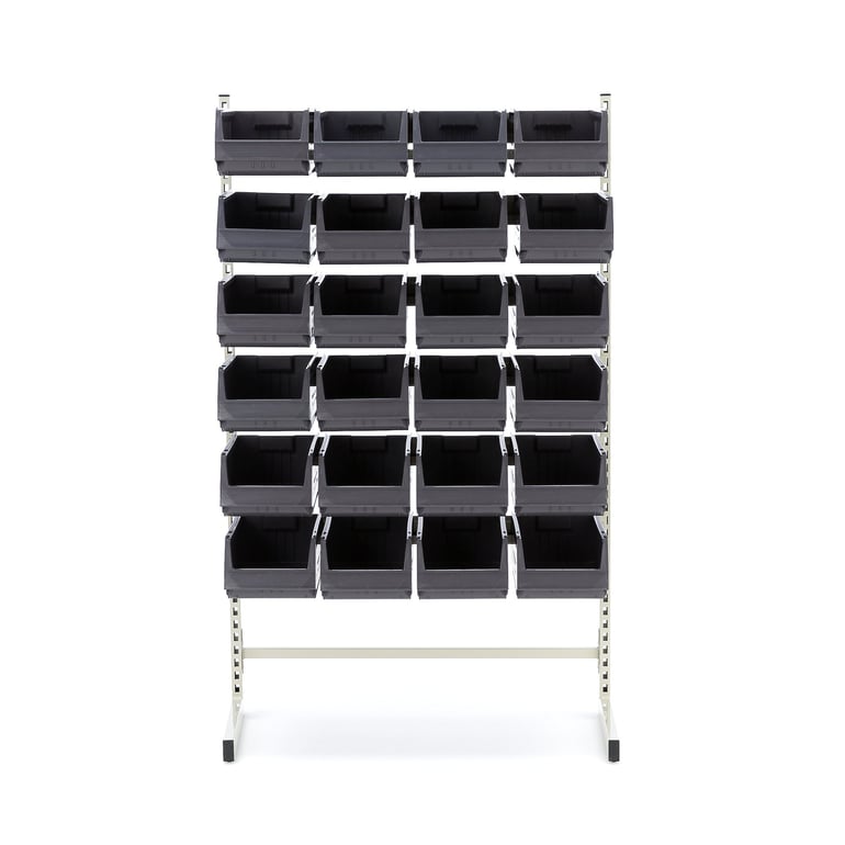 Storage bin rack, single, 24 bins | AJ Products UK