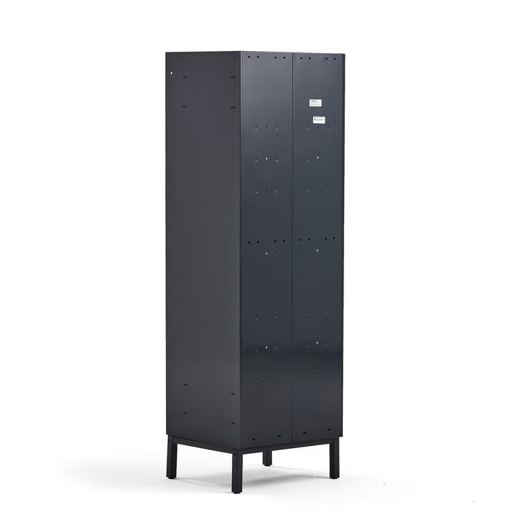 Clothes locker CURVE, leg frame, 2 x 3 doors, 1940x600x550 mm, red | AJ ...