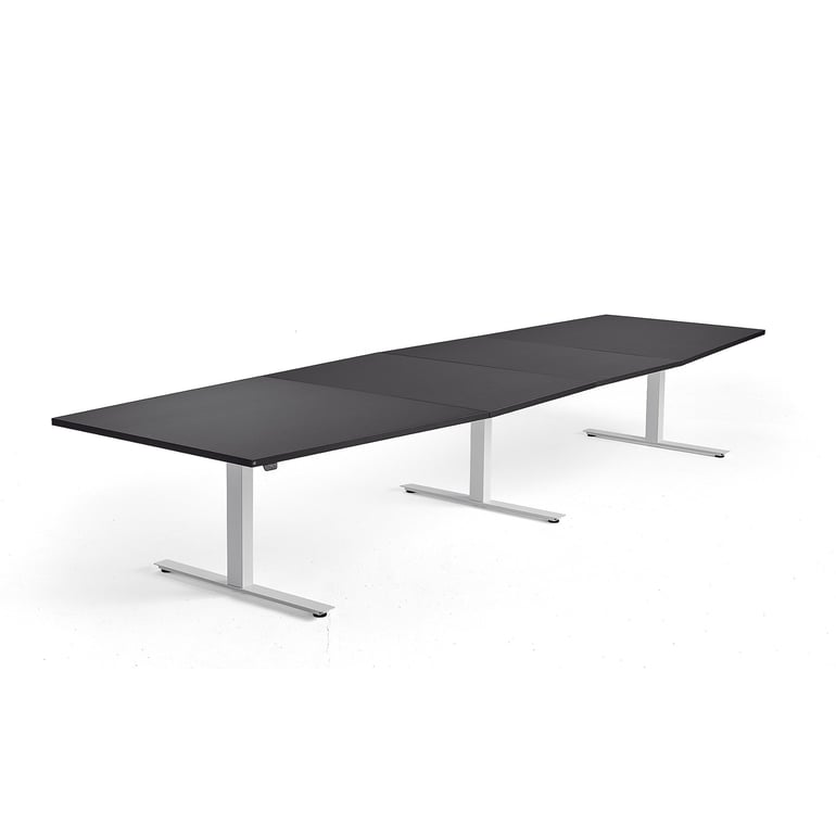 Standing conference table MODULUS, 4000x1200 mm, white frame, black ...