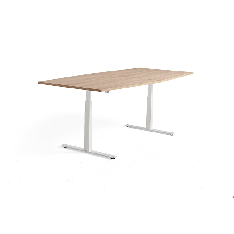 Standing conference table MODULUS, 2400x1200 mm, white frame, oak | AJ ...