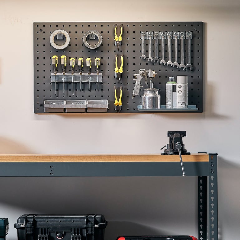 Wall mounted tool panel DIRECT, 1000x540 mm, dark grey | AJ Products UK