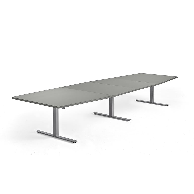 Standing conference table MODULUS, 4000x1200 mm, silver frame, light ...
