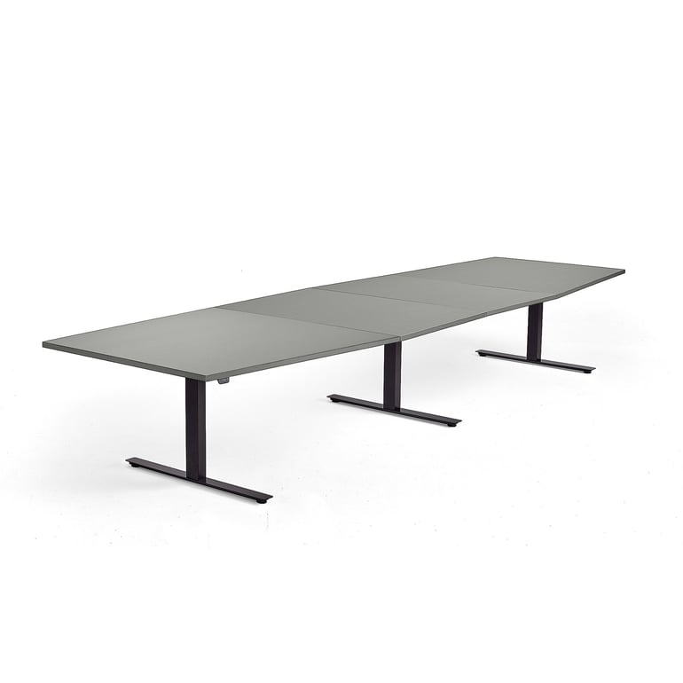 Standing conference table MODULUS, 4000x1200 mm, black frame, light ...