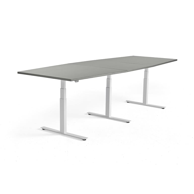 Standing conference table MODULUS, 3200x1200 mm, white frame, light ...