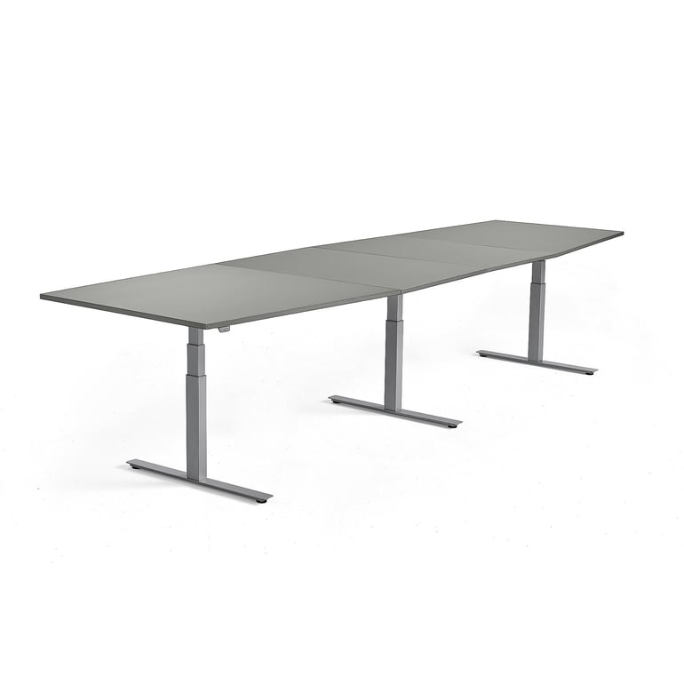 Standing conference table MODULUS, 4000x1200 mm, silver frame, light ...