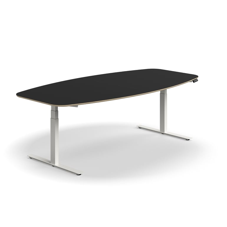 Sit stand meeting table AUDREY 2400x1200 mm white frame dark grey