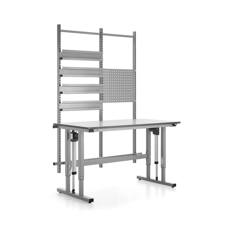 Height adjustable workbench MOTION, 400 kg, 1500x800 mm, tool panel ...