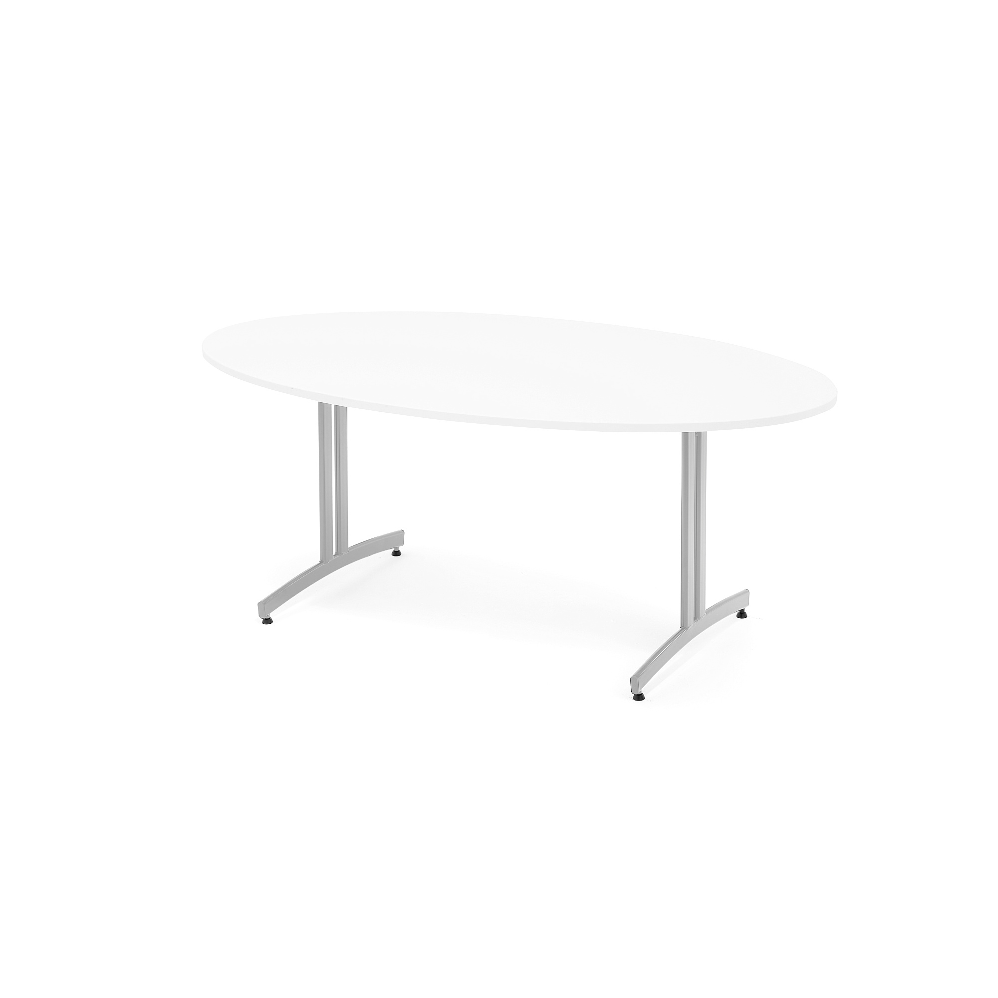 Oválný jídelní stůl SANNA, 1800x1000 mm, bílá, hliníkově šedá