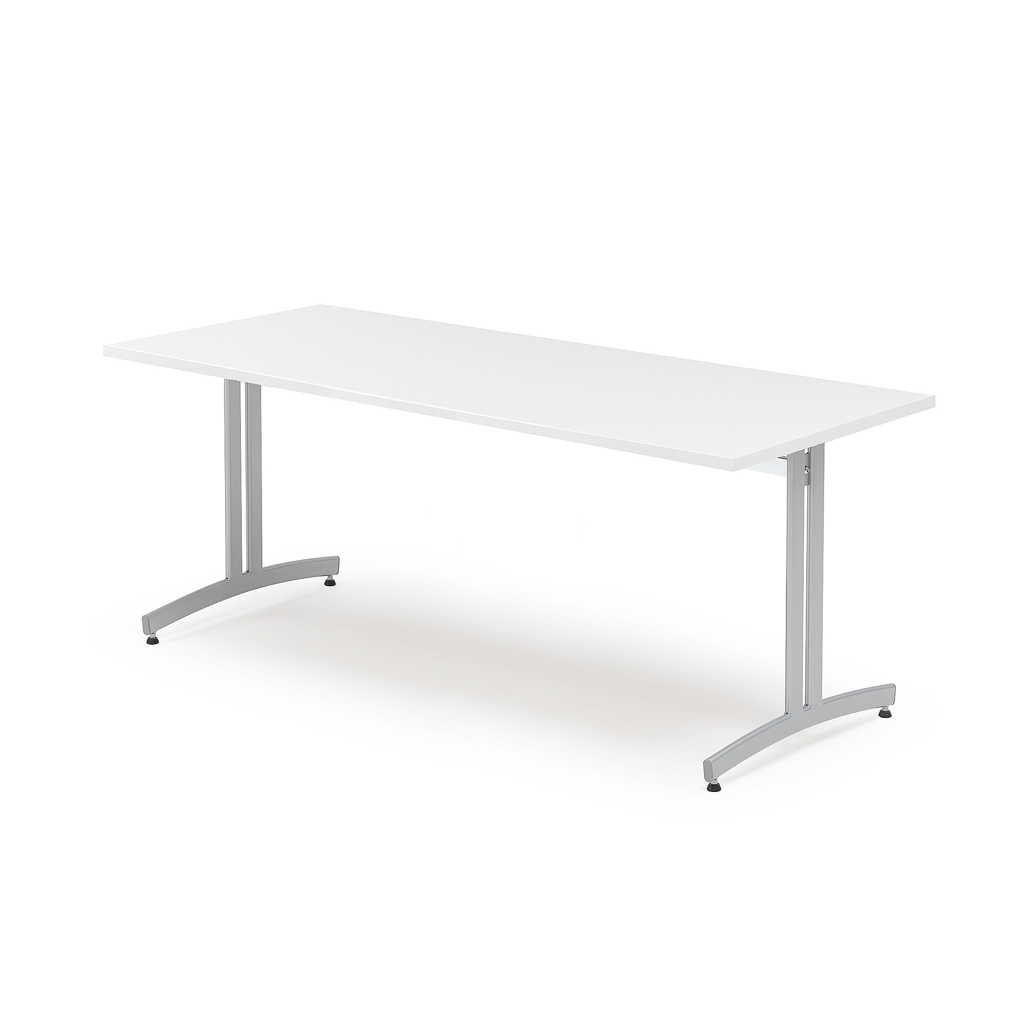 Jedálenský stôl SANNA, 1800x800 mm, biely, šedá podnož