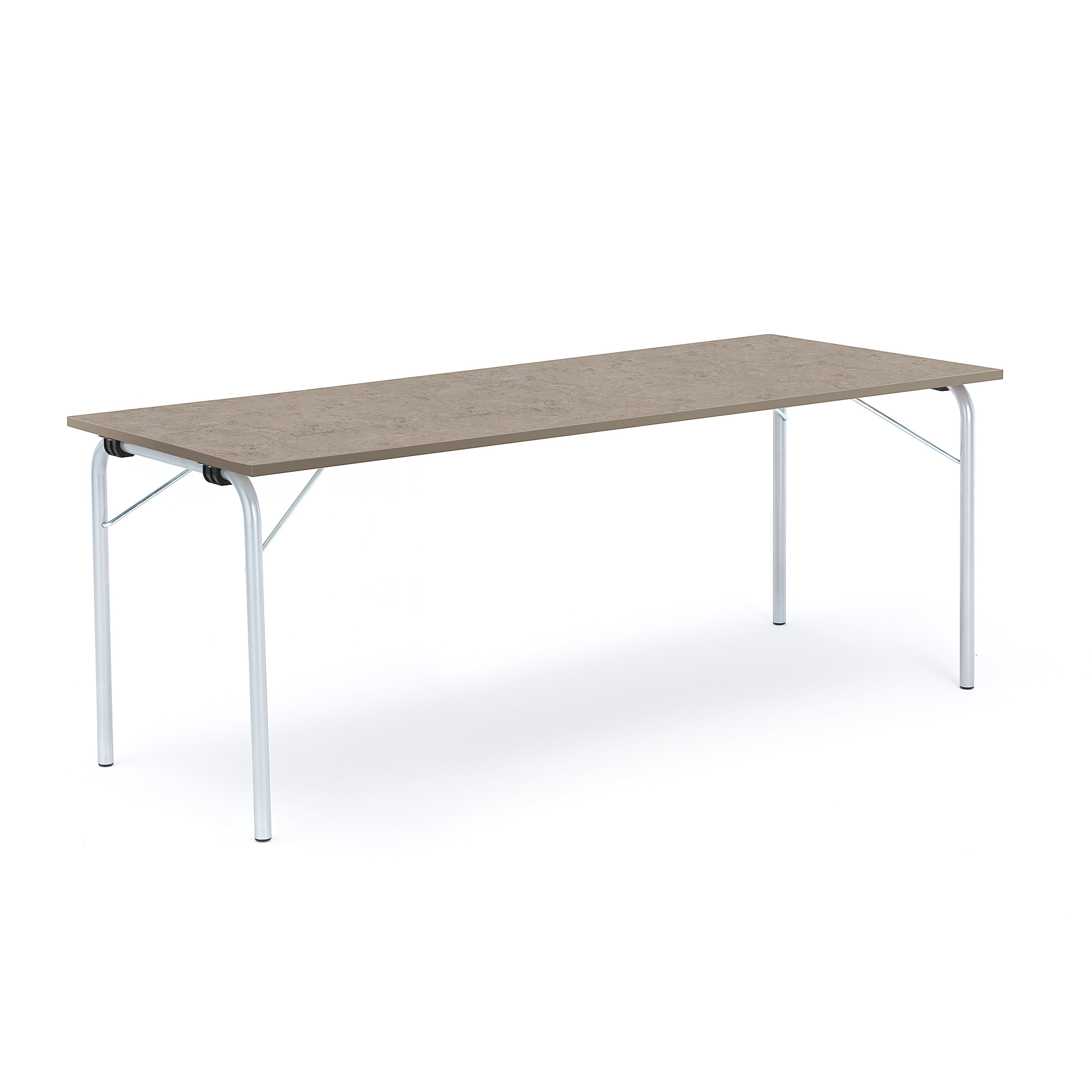 Skládací stůl NICKE, 1800x700x720 mm, stříbrný rám, světle šedé linoleum