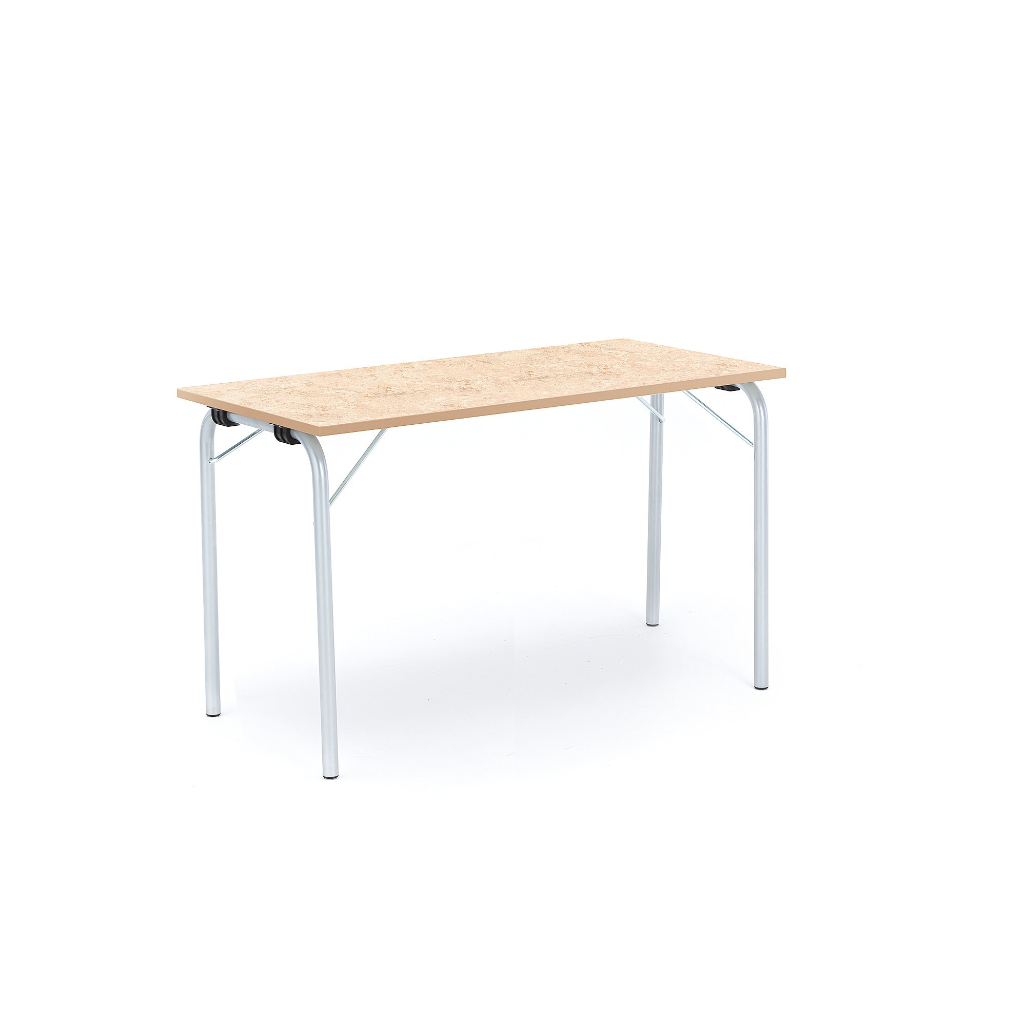 Levně Skládací stůl NICKE, 1200x500x720 mm, stříbrný rám, béžové linoleum