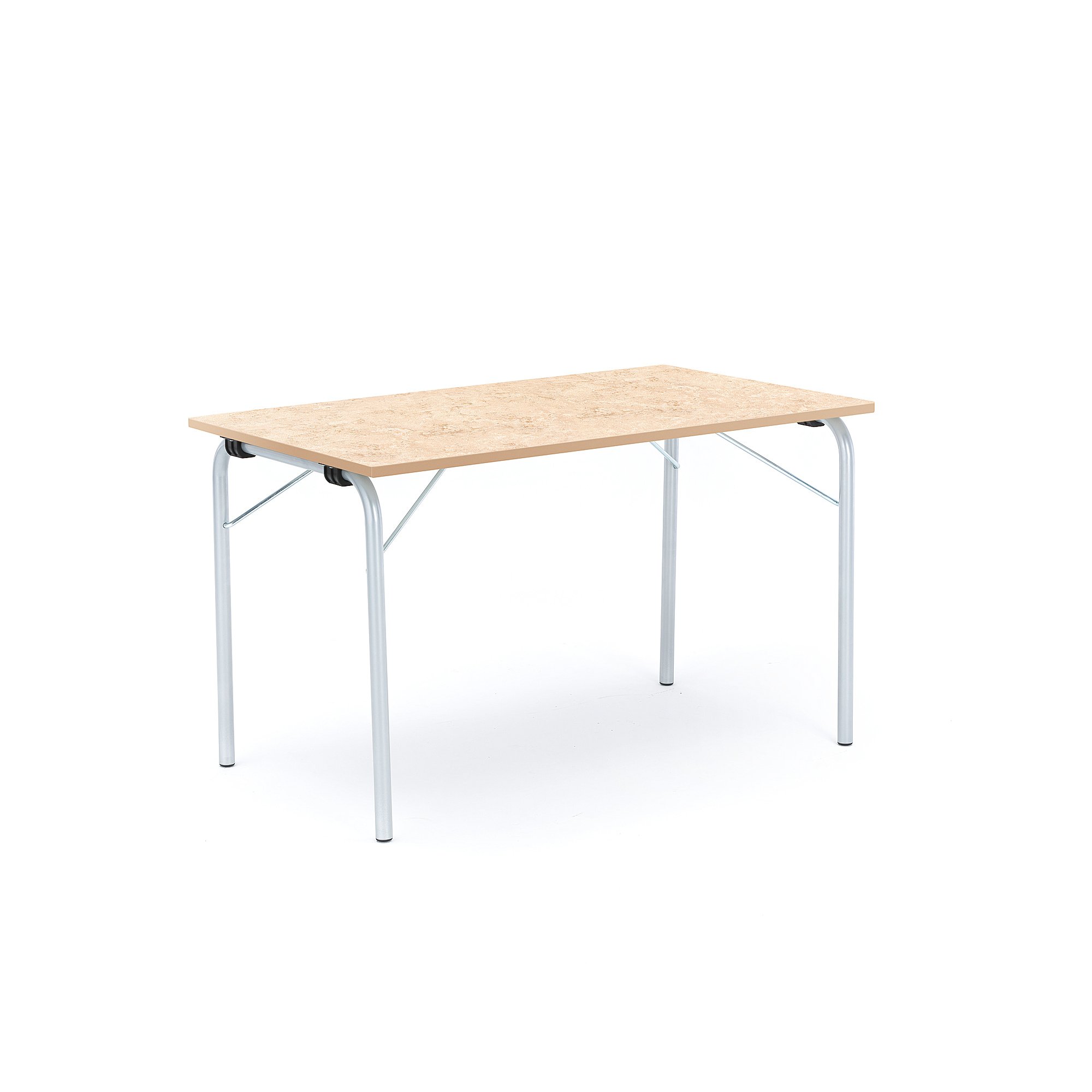 Levně Skládací stůl NICKE, 1200x700x720 mm, stříbrný rám, béžové linoleum